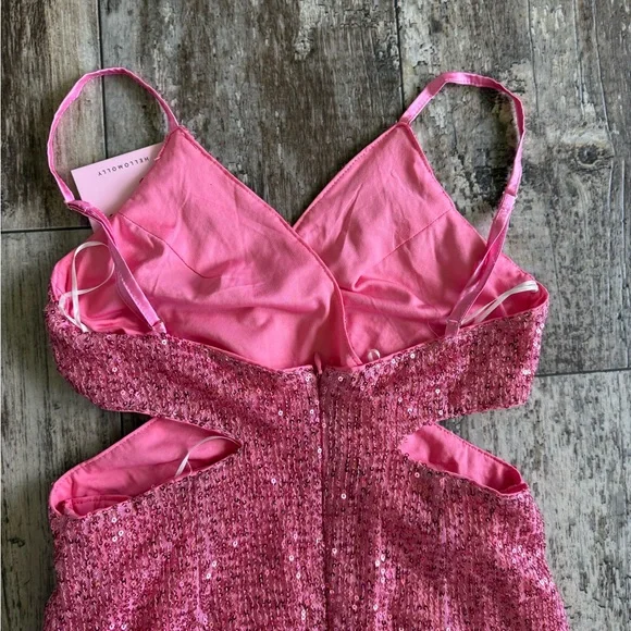 2 for $30 sale: NWT Hello Molly pink sequins mini dress with side cut outs - 6 - Picture 7 of 7